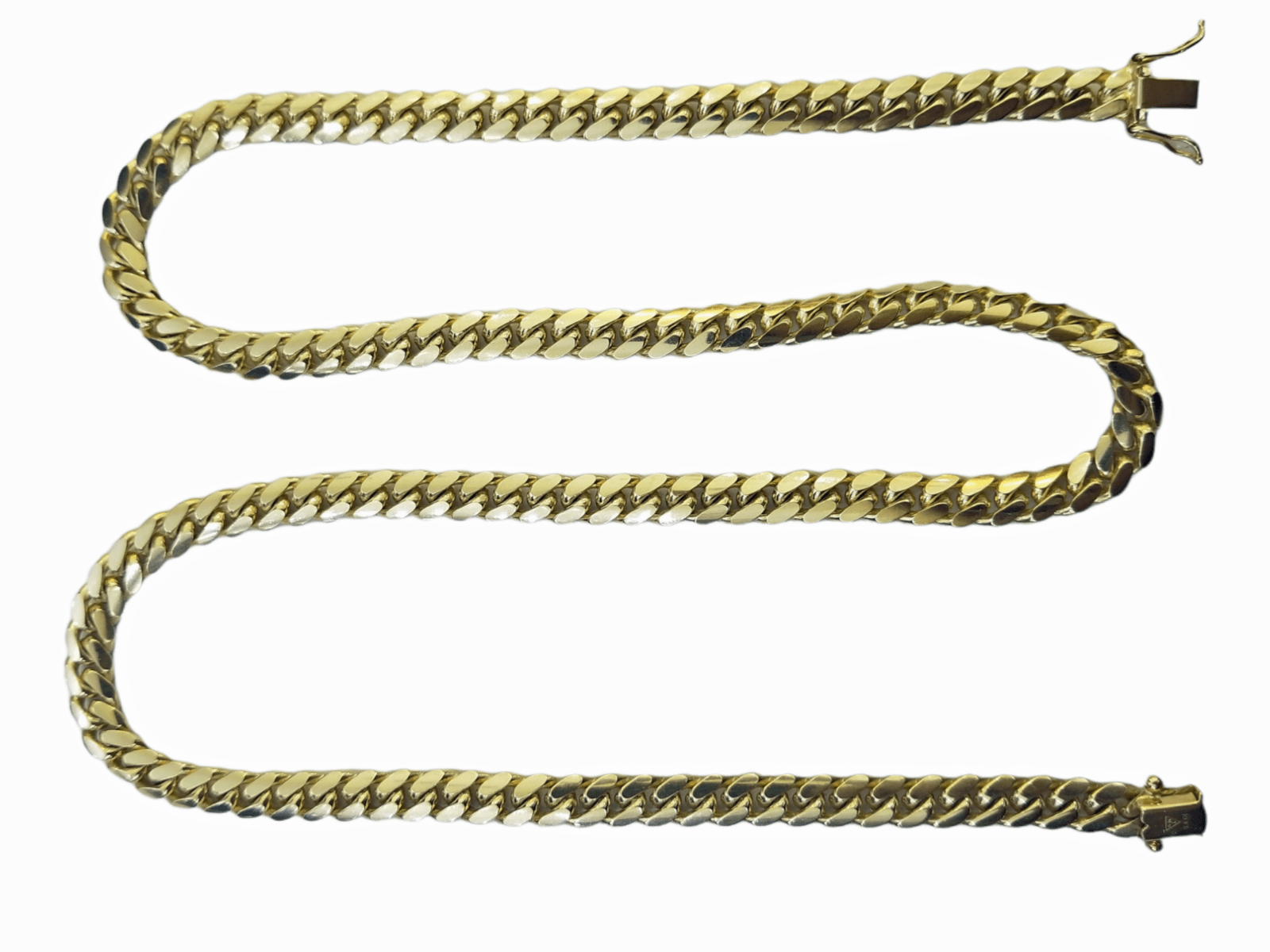 SOLID 10K Yellow Gold Miami Cuban Link Chain 24" 7mm Box Lock Necklace REAL - GoldenlinQ