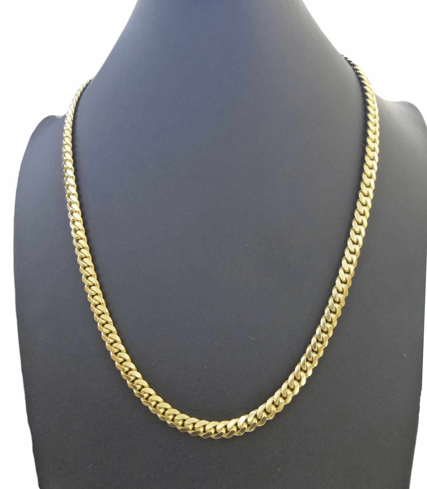 SOLID 10K Yellow Gold Miami Cuban Link Chain 24"Inch 7mm Box Lock Necklace REAL - GoldenlinQ