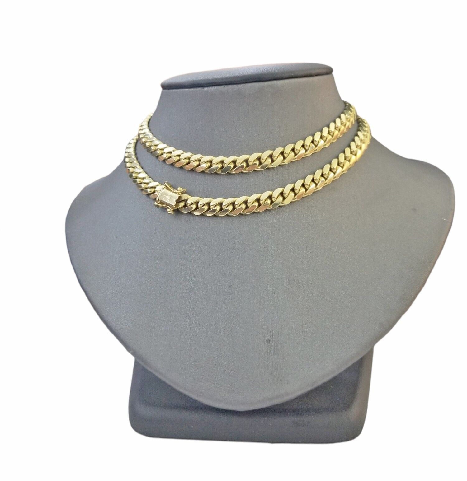 SOLID 10K Yellow Gold Miami Cuban Link Chain 24"Inch 7mm Box Lock Necklace REAL - GoldenlinQ