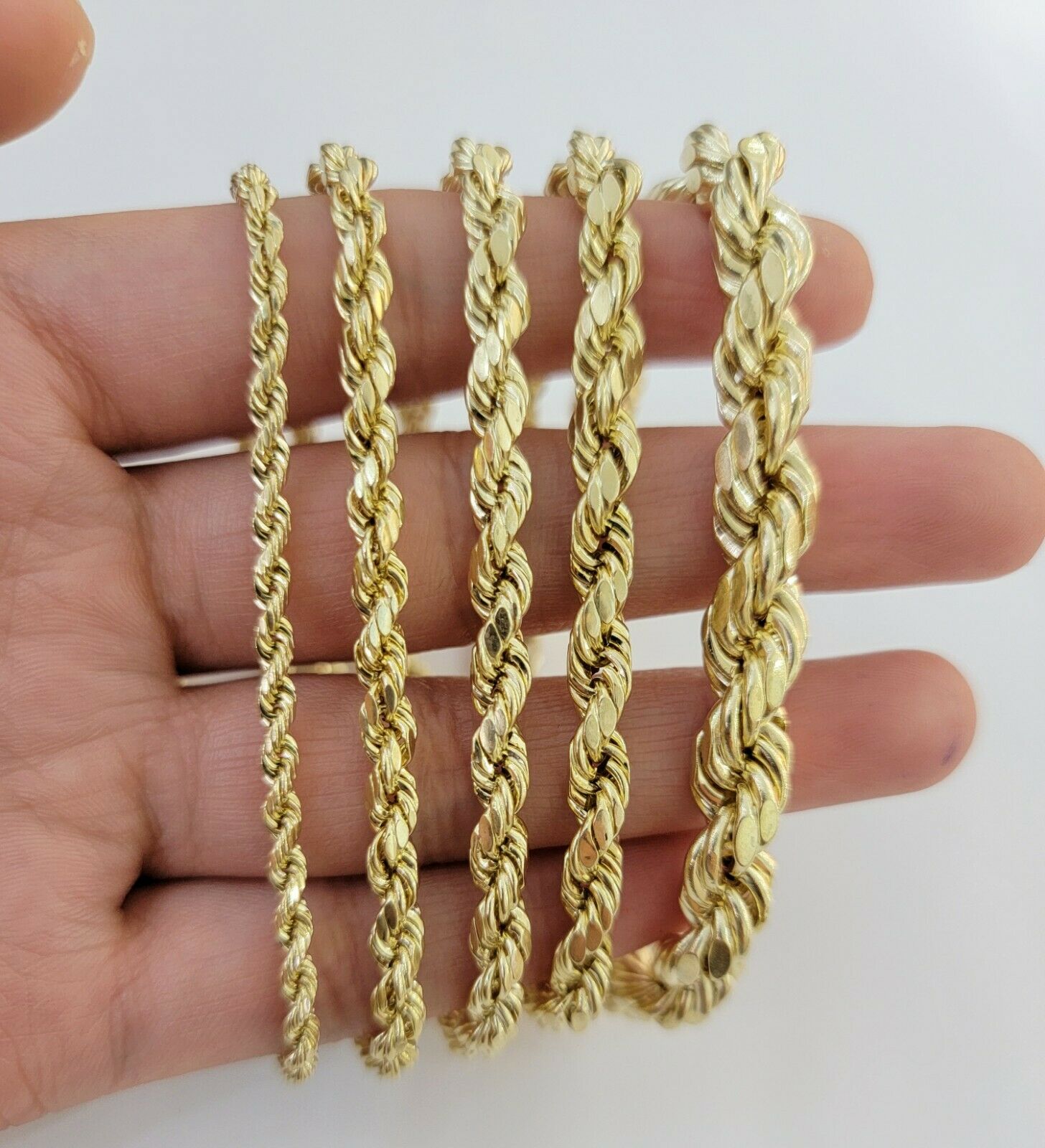 Solid 10k Yellow Gold Rope bracelet 7" 7.5" 8" 8.5" 9" Men Women 3mm - 9mm REAL - GoldenlinQ