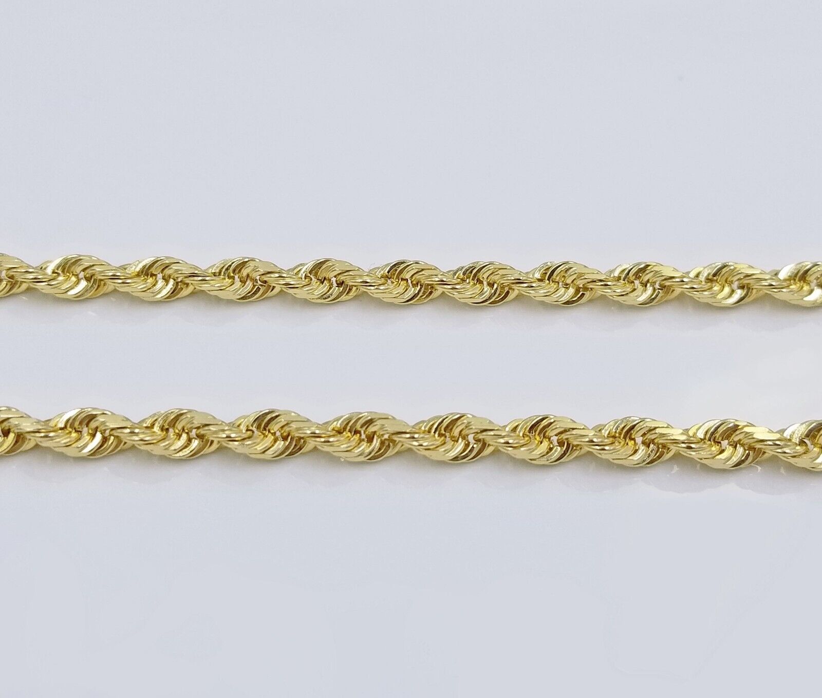 Solid 10k Yellow Gold Rope Chain Necklace 24" inch 3.5 mm Diamond cuts Real 10kt - GoldenlinQ