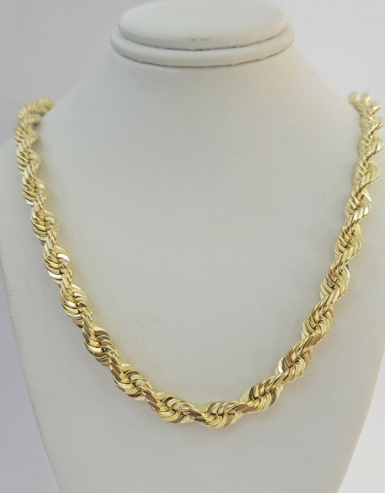 Solid 10k Yellow Gold Rope Chain Pendant Necklace 4mm - 10mm Diamond Cut 18" - 30" - GoldenlinQ