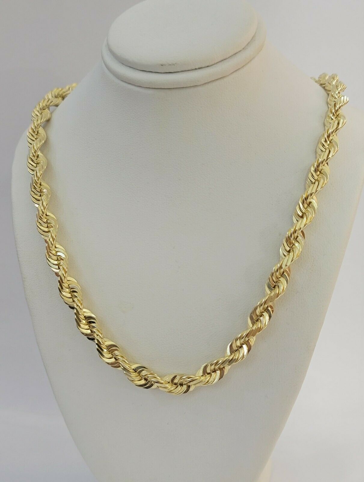 Solid 10k Yellow Gold Rope Chain Pendant Necklace 4mm - 10mm Diamond Cut 18" - 30" - GoldenlinQ