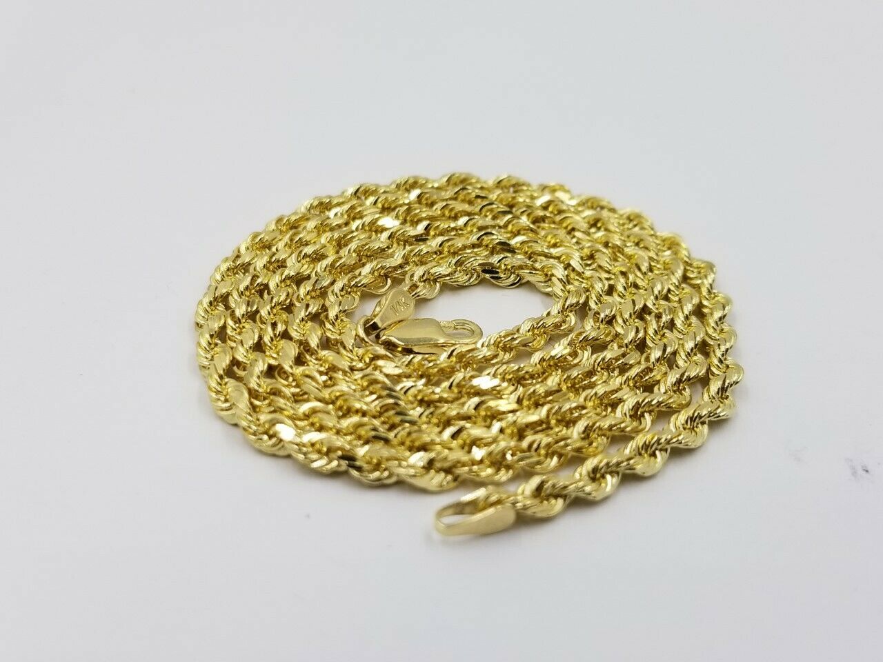 SOLID 10k Yellow Gold Rope Necklace 2 3mm 4mm 18" - 30 Inch REAL 10 kt gold Chain - GoldenlinQ