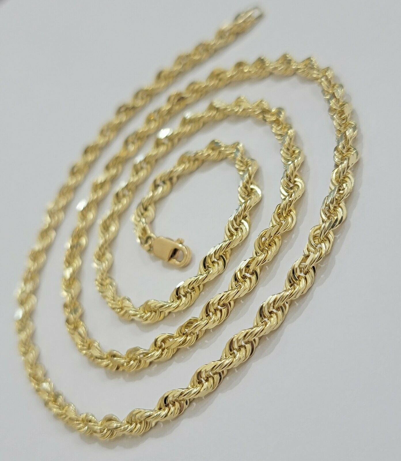 SOLID 10k Yellow Gold Rope Necklace Chain 4mm 18" - 30 Inch REAL 10KT Gold - GoldenlinQ