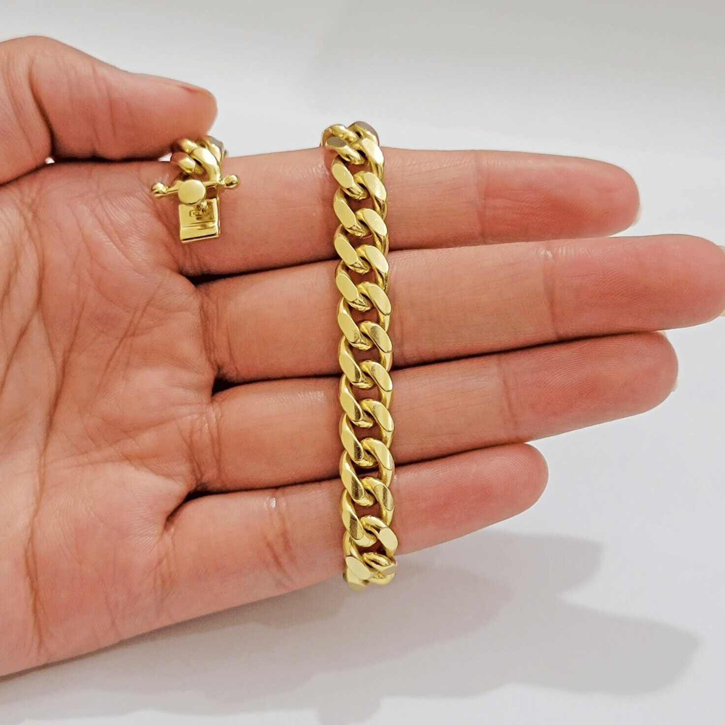 Solid 14k Gold Bracelet 7mm Miami Cuban Link 7.5 Inch Real 14kt Yellow Gold Mens - GoldenlinQ