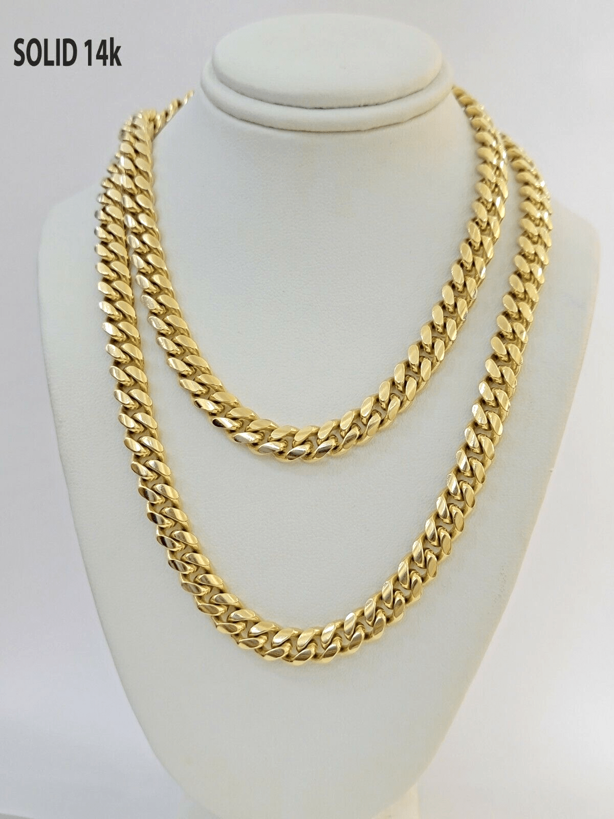 Solid 14k Gold Chain 7mm 22 Inch Miami Cuban Link Necklace HEAVY Real Gold Sale - GoldenlinQ