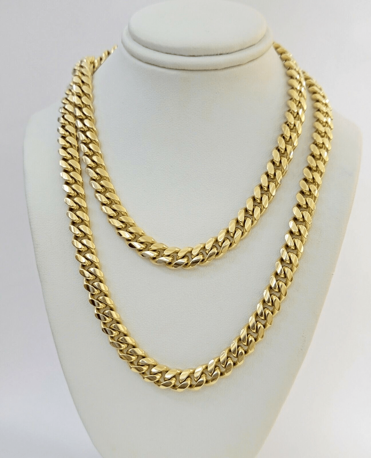Solid 14k Gold Chain 7mm 22 Inch Miami Cuban Link Necklace Real 14kt Mens - GoldenlinQ