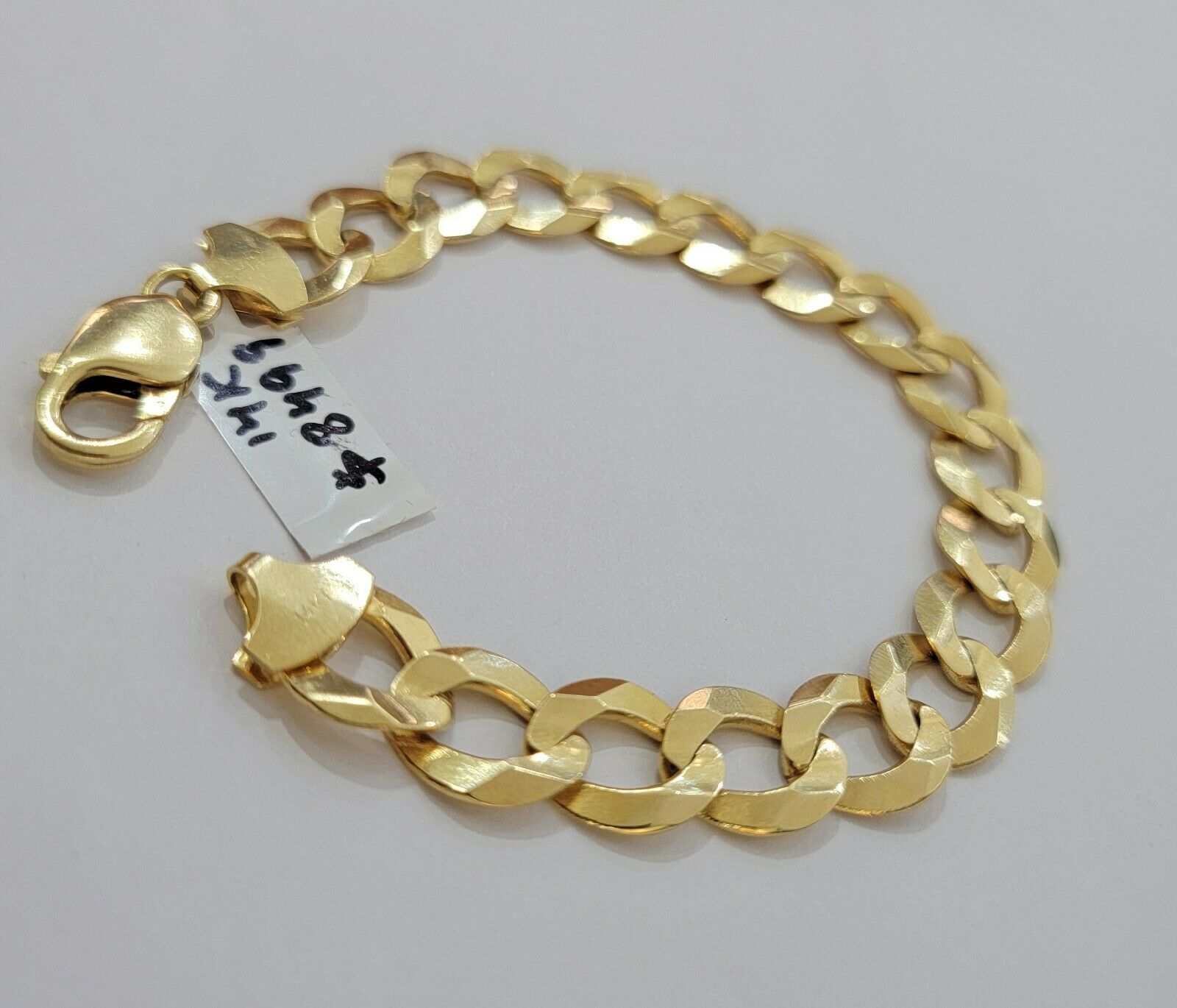 Solid 14k Gold Cuban Curb link Bracelet 8" 13.5mm 14kt Yellow Gold SOLID,Lobster - GoldenlinQ