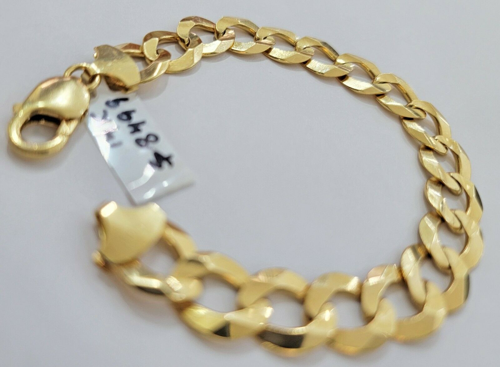 Solid 14k Gold Cuban Curb link Bracelet 8" 13.5mm 14kt Yellow Gold SOLID,Lobster - GoldenlinQ