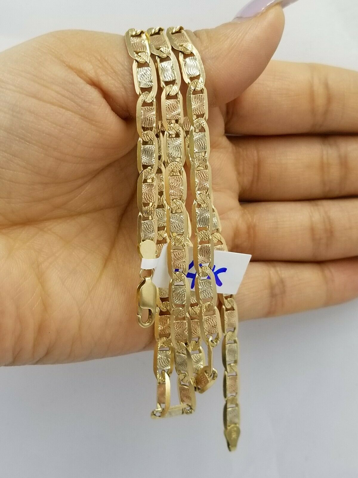 SOLID 14K Gold Necklace Men Women 5mm 18" 20" 22" 24" Heavy REAL 14KT Trio Gold - GoldenlinQ