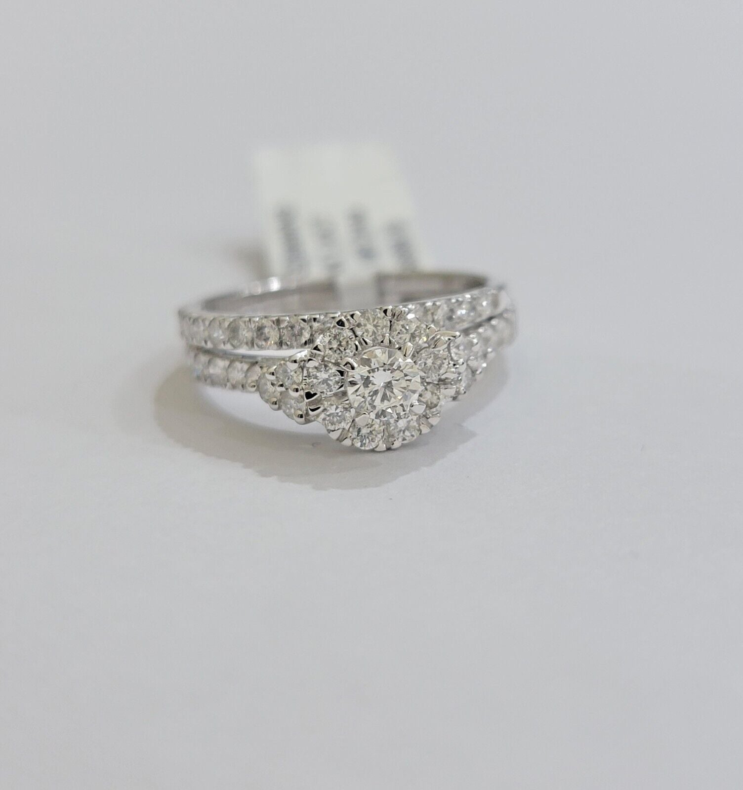 Solid 14k White Gold Diamond Ring Band Set Ladies Wedding Engagement Anniversary - GoldenlinQ