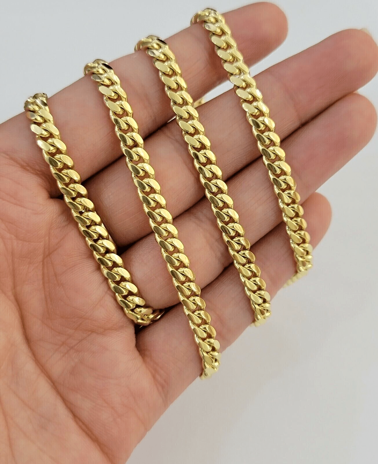 Solid 14k Yellow Gold chain 22 Inch Miami Cuban Necklace 4mm STRONG Links REAL - GoldenlinQ