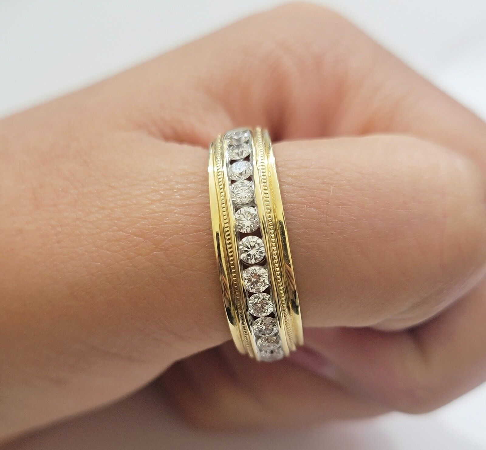 Solid 14k Yellow Gold Diamond Ring Men's Band 1CT Wedding Engagement Ring REAL - GoldenlinQ