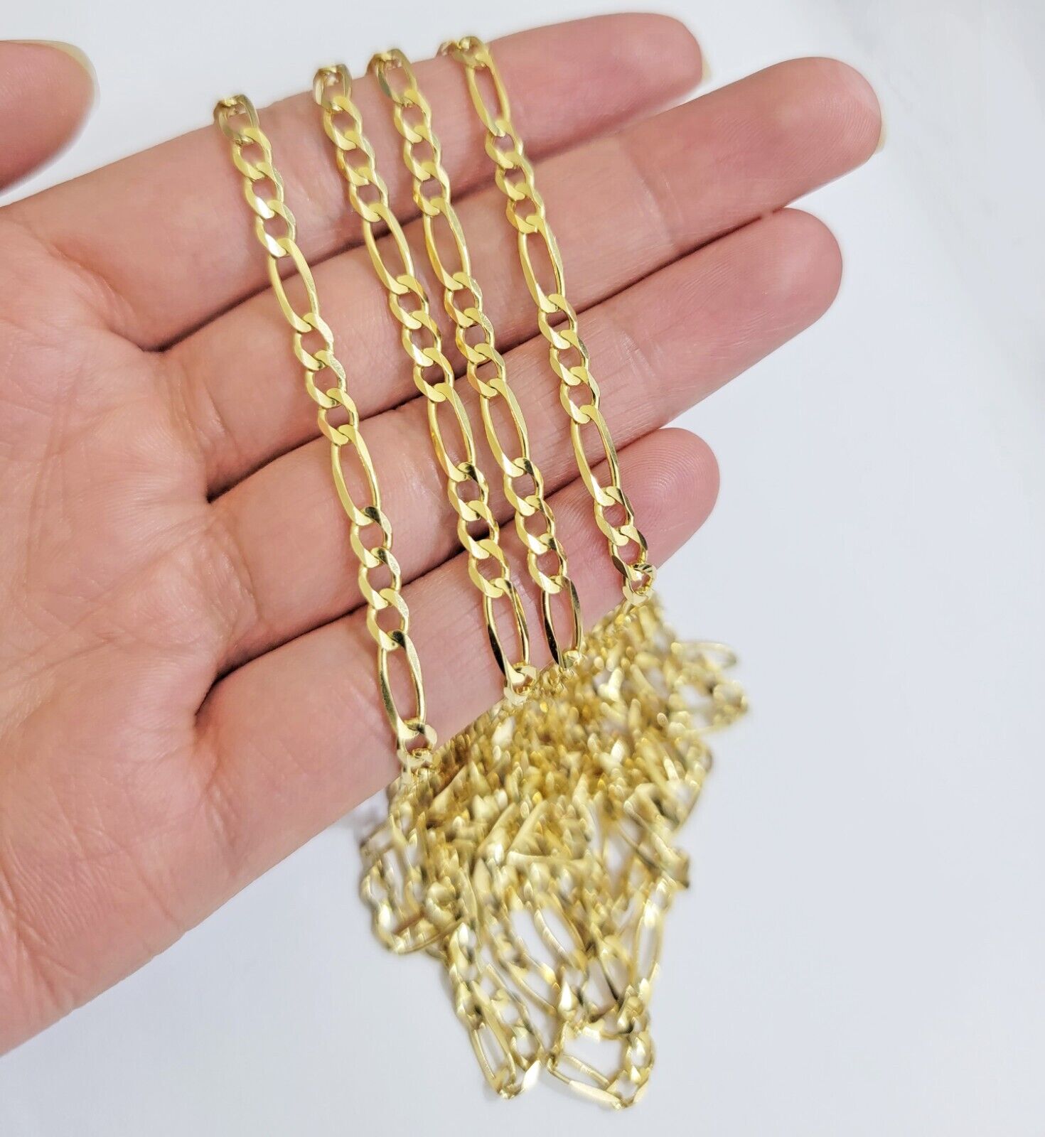 Solid 14k Yellow Gold Figaro chain Necklace 24 Inch 3.5mm Men's STRONG REAL 14kt - GoldenlinQ