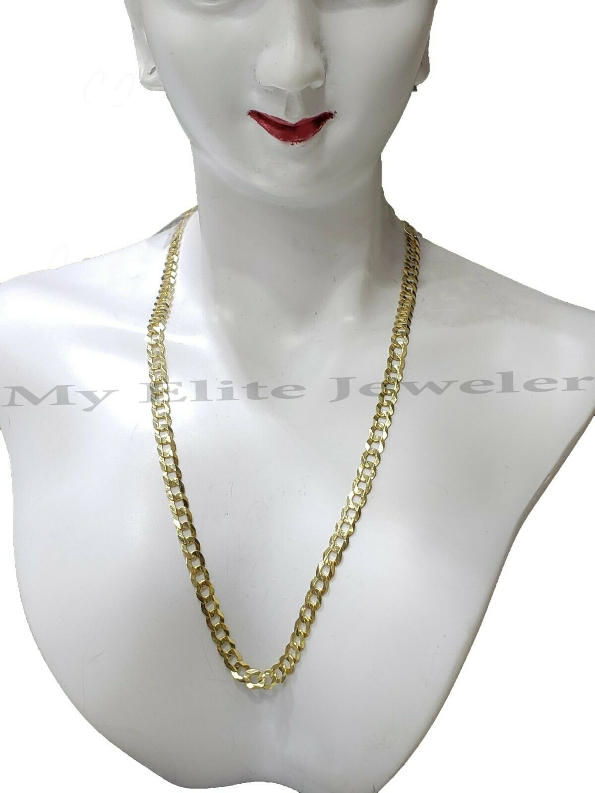 Solid 14k Yellow Gold Ladies Chain 20 Inch Cuban Curb Link Necklace 3.5MM STRONG - GoldenlinQ