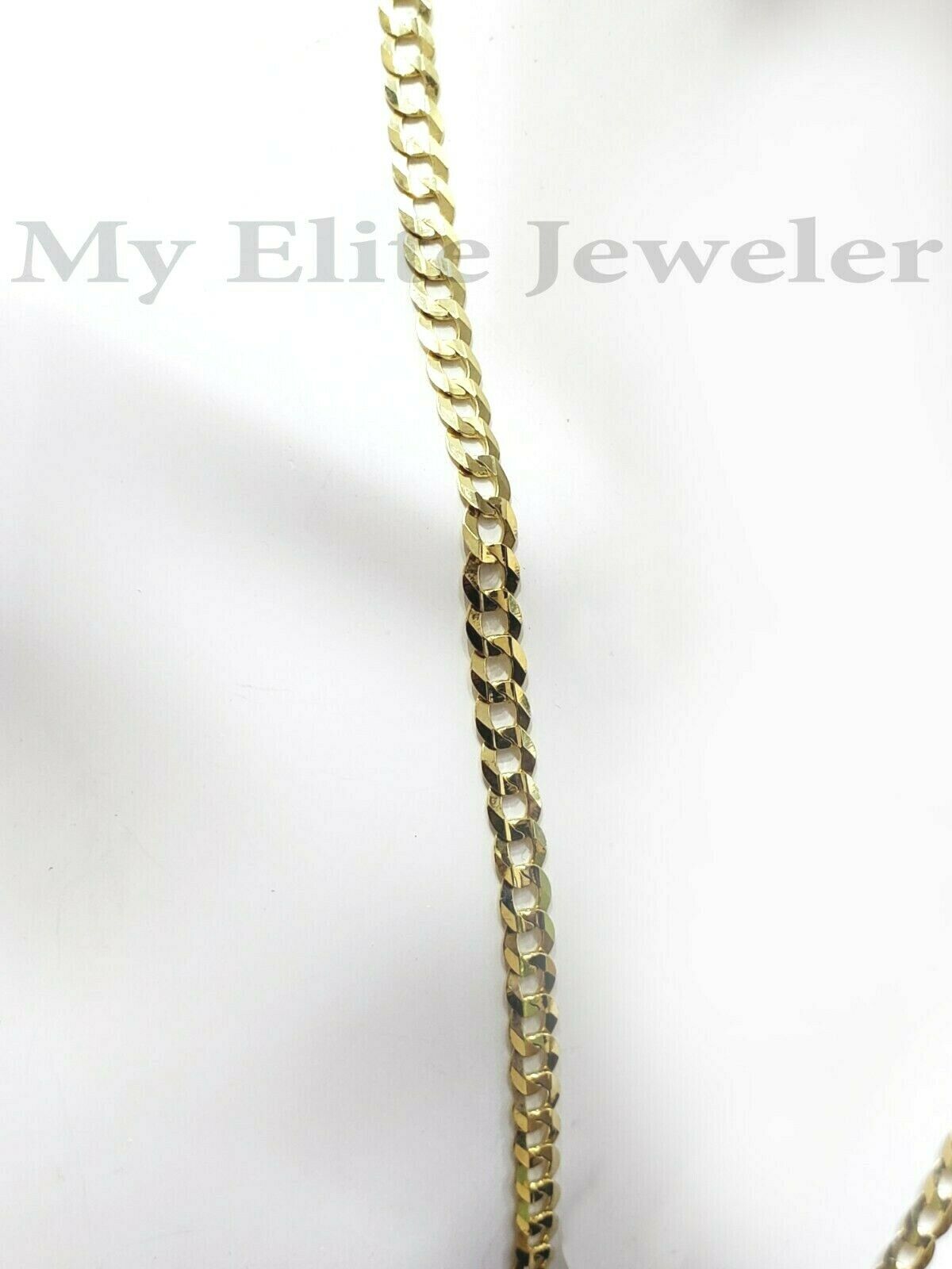 SOLID 14k Yellow Gold Ladies Chain Necklace 22 Inch Cuban Curb Link 3 MM Women - GoldenlinQ