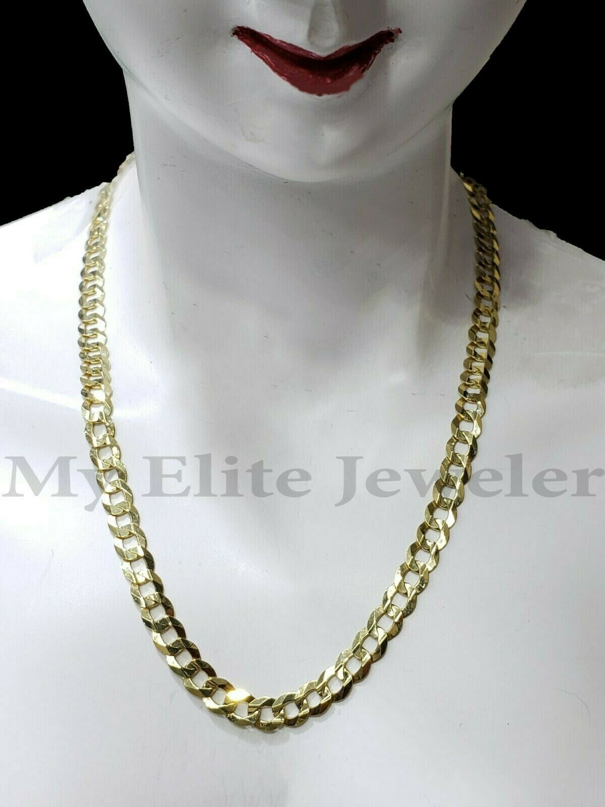 SOLID 14k Yellow Gold Ladies Chain Necklace 22 Inch Cuban Curb Link 3 MM Women - GoldenlinQ
