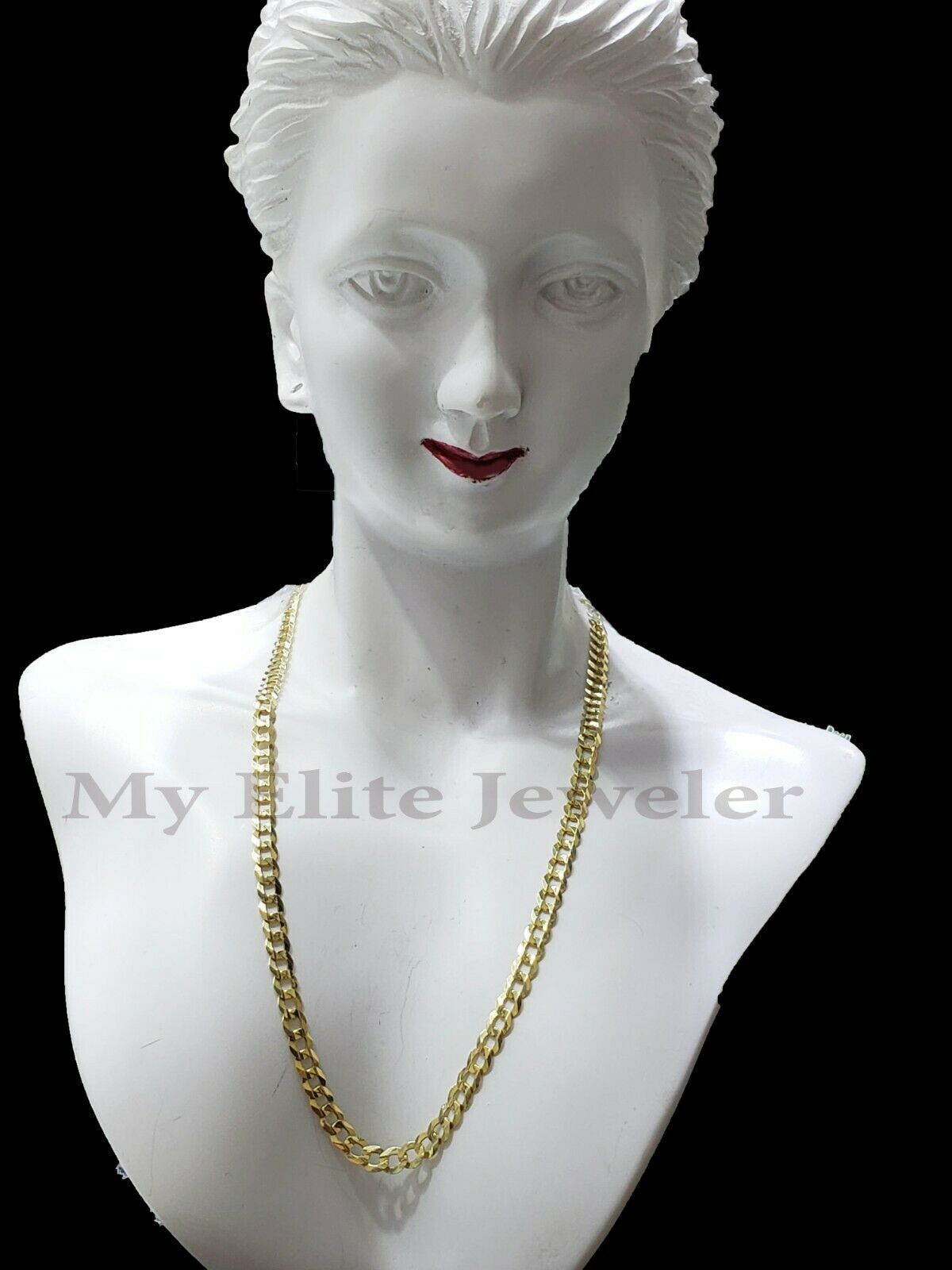 SOLID 14k Yellow Gold Ladies Chain Necklace 22 Inch Cuban Curb Link 3 MM Women - GoldenlinQ