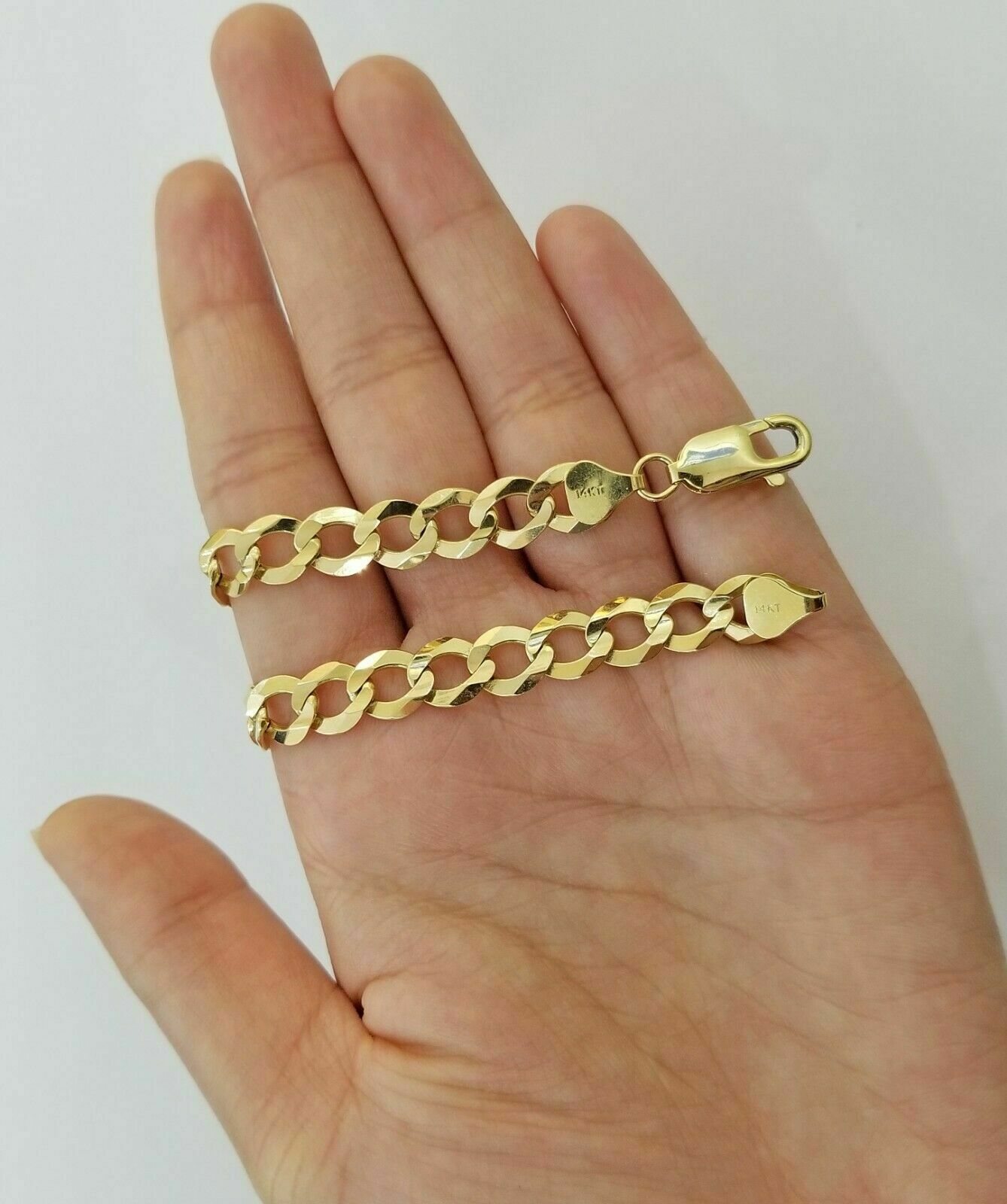 Solid 14K Yellow Gold Necklace Bracelet 3mm - 10mm Curb Chain Cuban Link 7" - 30" - GoldenlinQ