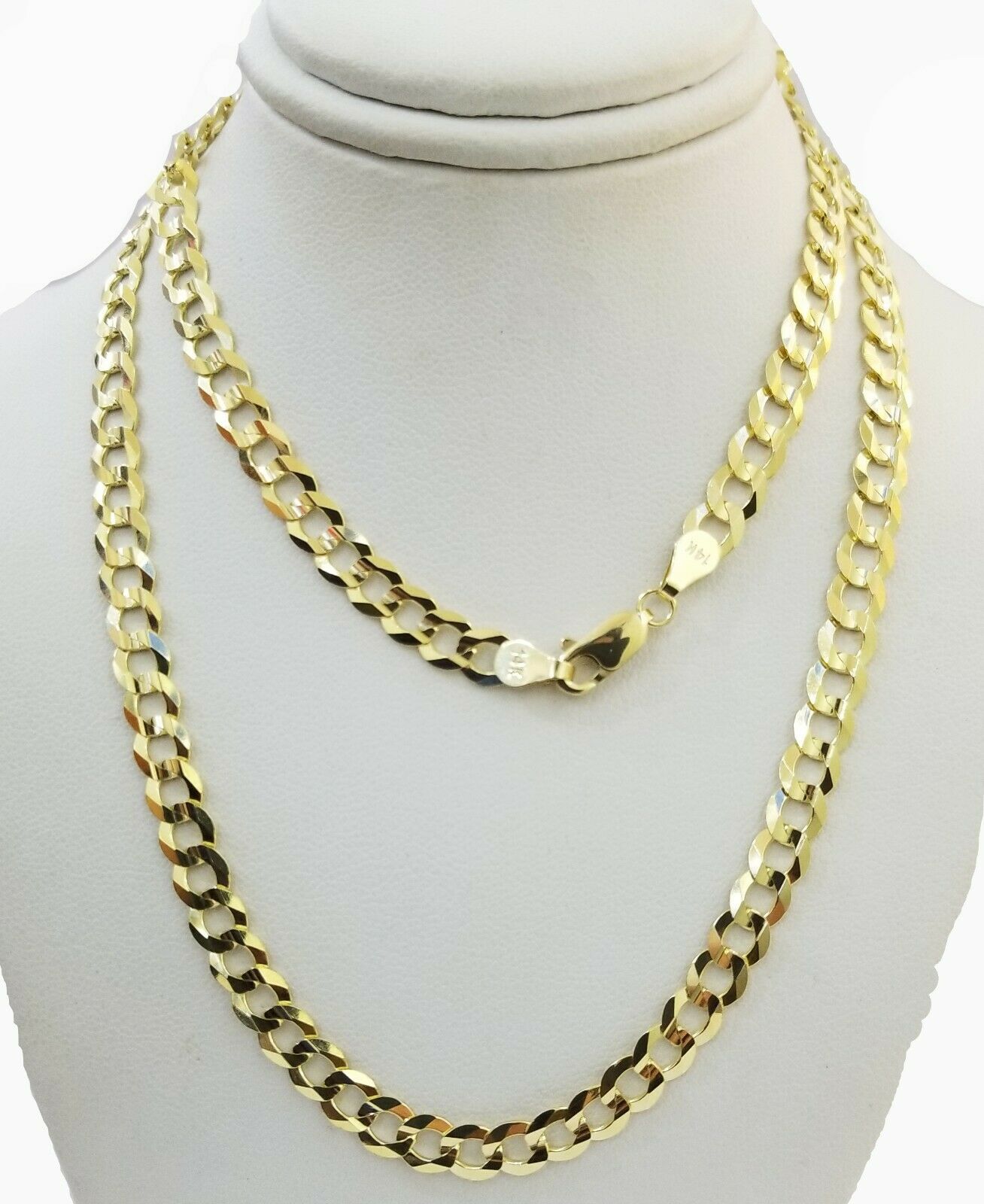 Solid 14K Yellow Gold Necklace Bracelet 3mm - 10mm Curb Chain Cuban Link 7" - 30" - GoldenlinQ
