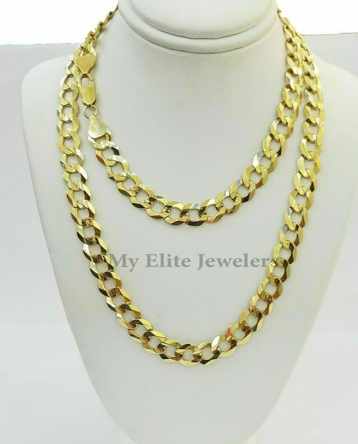 Solid 14K Yellow Gold Necklace Bracelet 3mm - 10mm Curb Chain Cuban Link 7" - 30" - GoldenlinQ