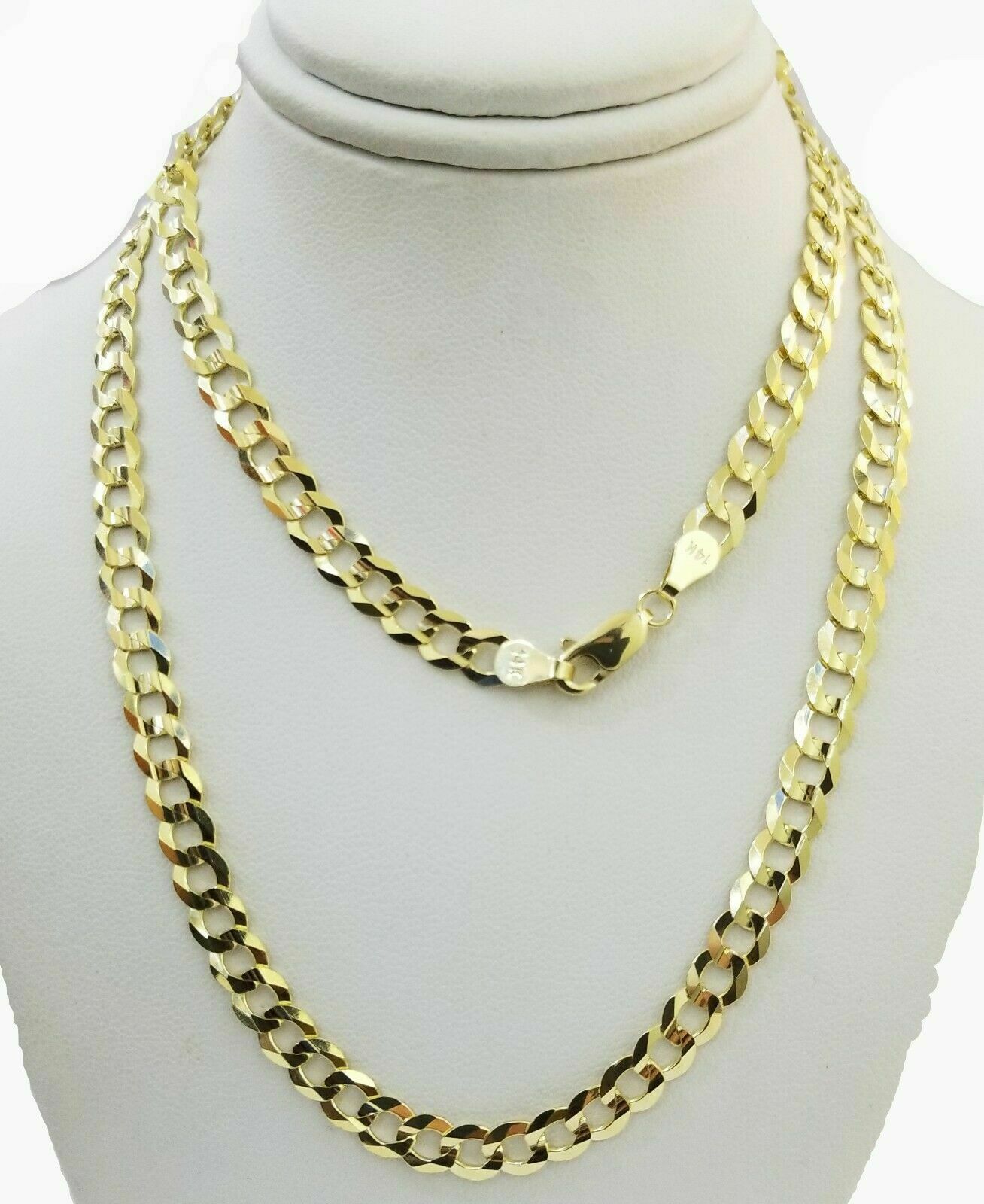 Solid 14K Yellow Gold Necklace Bracelet 3mm - 10mm Curb Chain Cuban Link 7" - 30" - GoldenlinQ