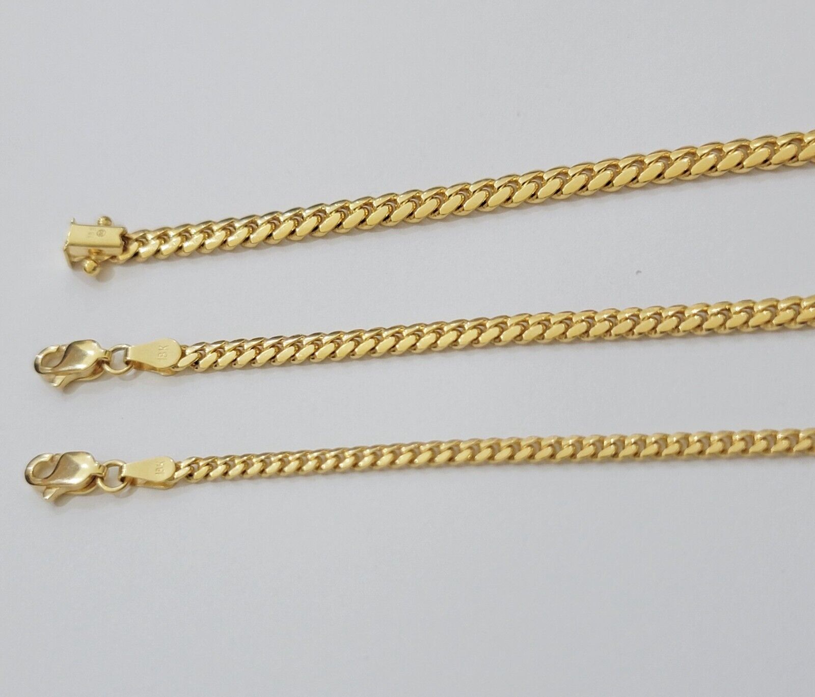 Solid 18k Gold Chain Necklace Miami Cuban Link 2.5mm-4mm 18"-26 Inch Real 18kt