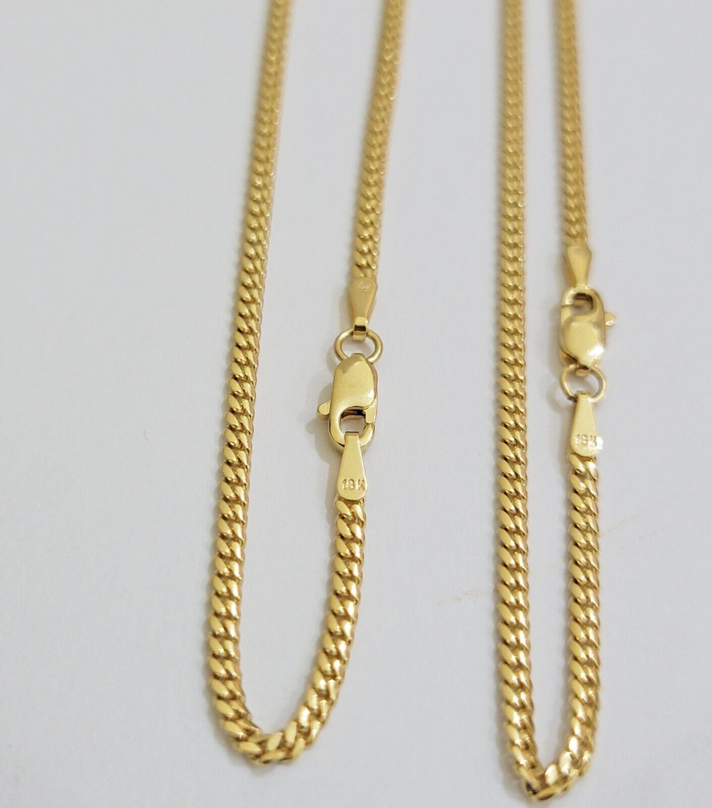 Solid 18k Gold Necklace Chain Miami Cuban Link 2mm 18 Inch Real 18kt Yellow Gold