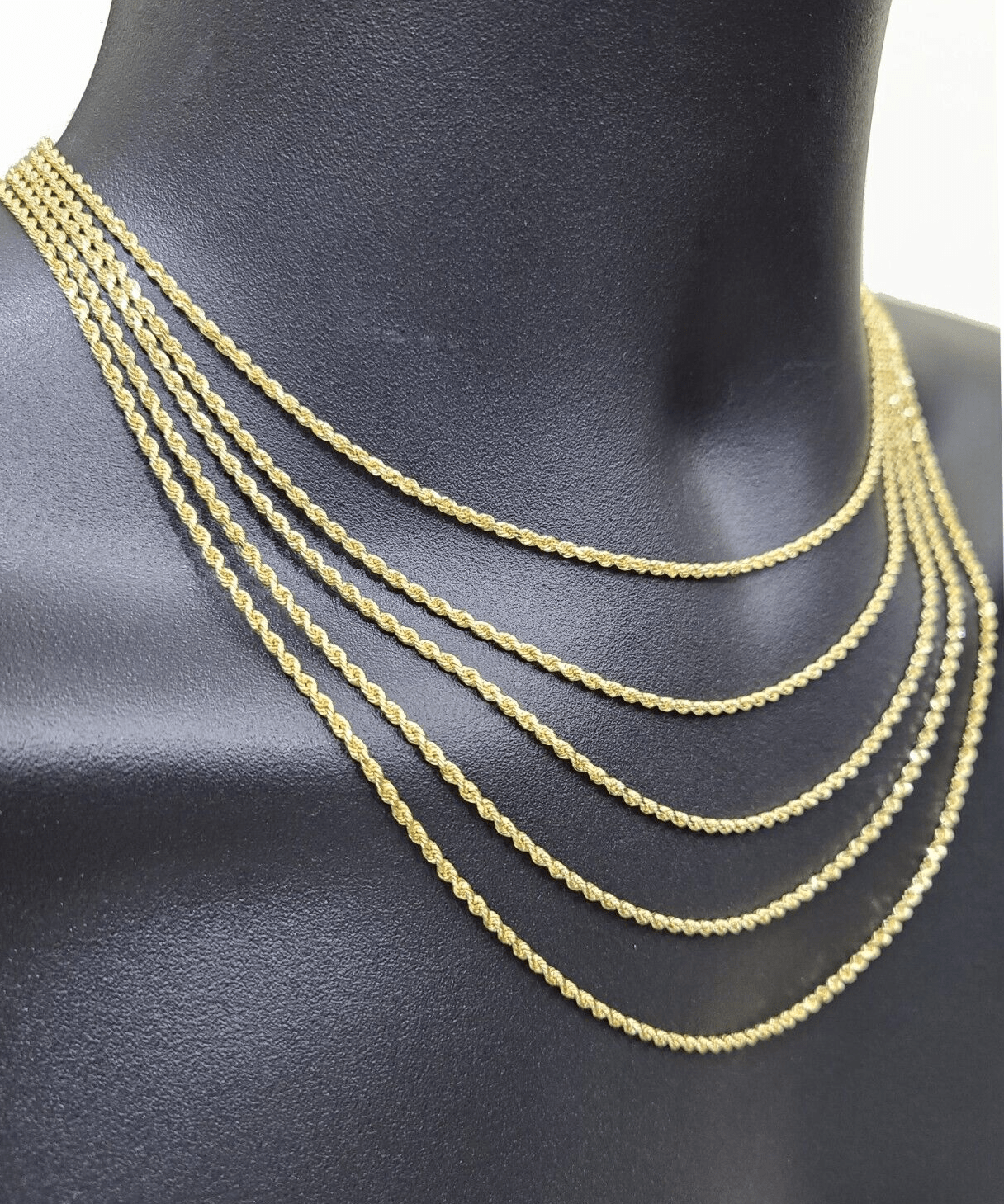 Solid 18k Gold Rope Chain Necklace 2mm 20'' Inch Real Men Women, 18ktYellow Gold - GoldenlinQ