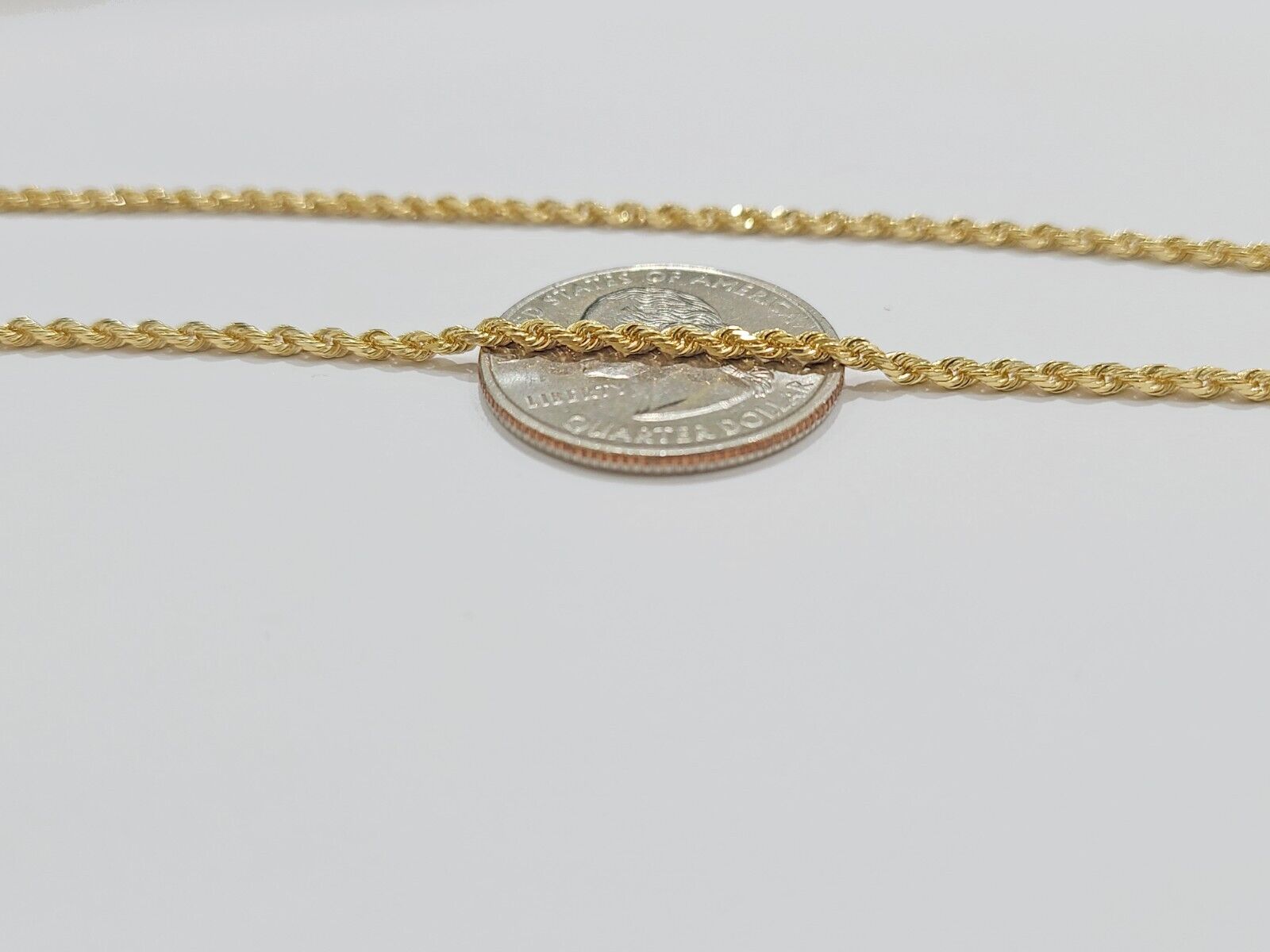 Solid 18k Yellow Gold Necklace Rope Chain 2mm 16 Inch Real 18kt For Ladies SALE - GoldenlinQ