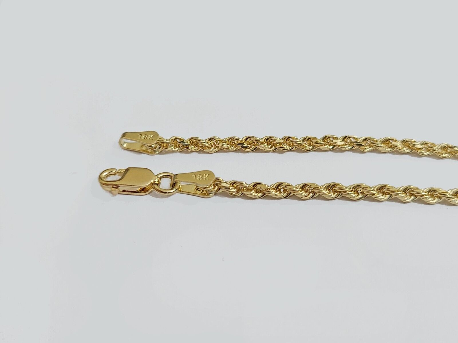 Solid 18k Yellow Gold Necklace Rope Chain 2mm 18'' Inch Real 18kt Men Women SALE - GoldenlinQ