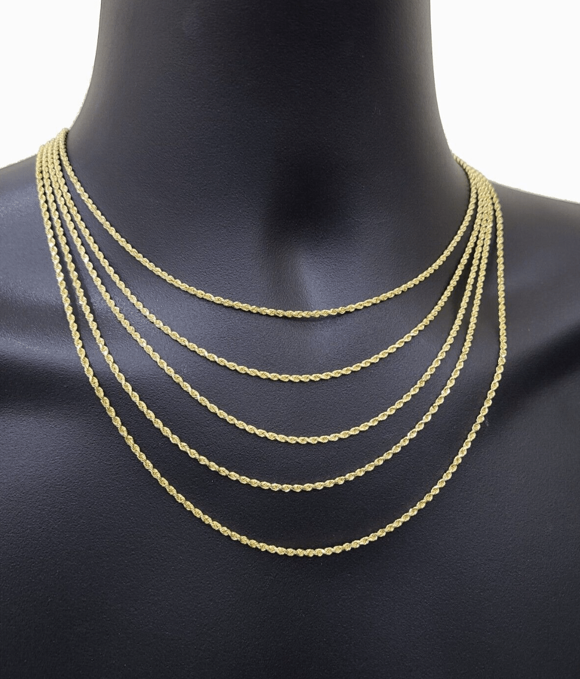 Solid 18k Yellow Gold Necklace Rope Chain 2mm 20'' Inch Real 18kt Men Women SALE - GoldenlinQ