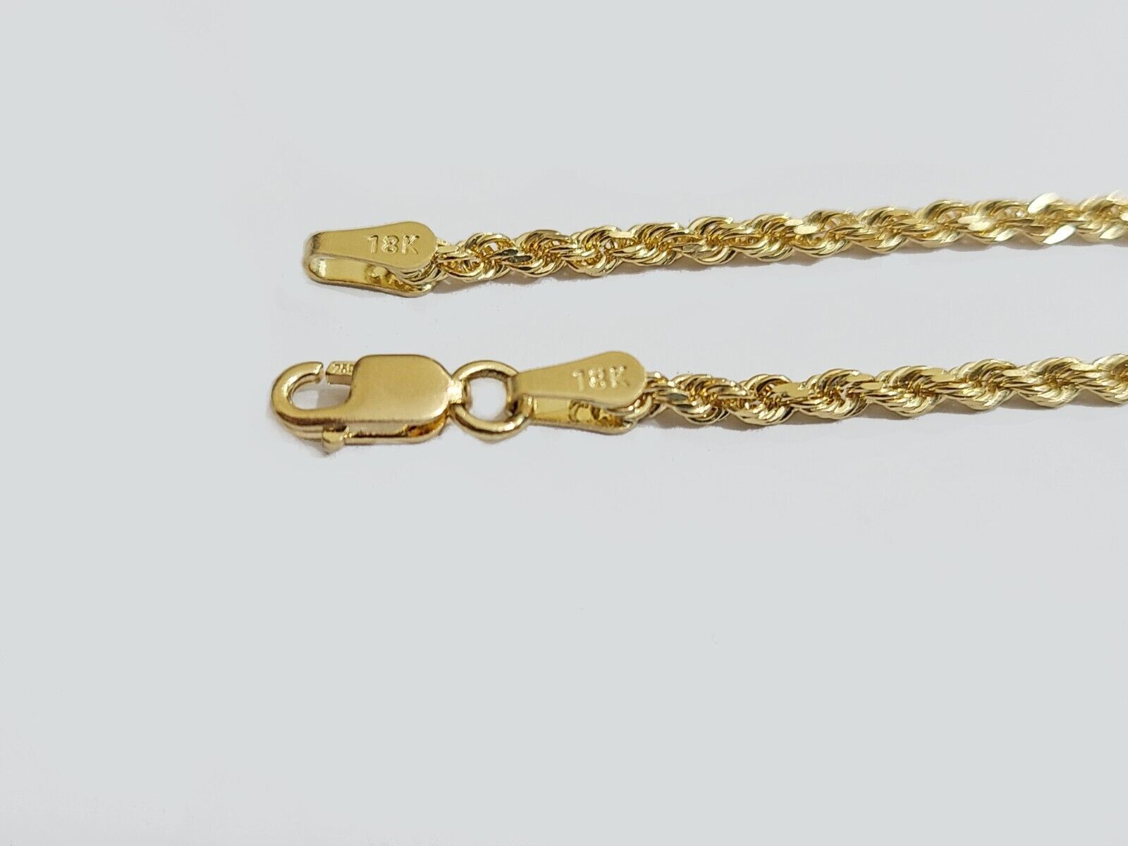 Solid 18k Yellow Gold Necklace Rope Chain 2mm 22'' Inch Real 18kt Men Women SALE - GoldenlinQ