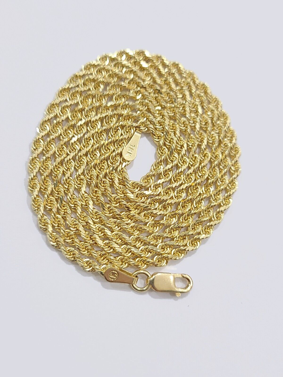 Solid 18k Yellow Gold Necklace Rope Chain 2mm 24'' Inch Real 18kt Men Women SALE - GoldenlinQ