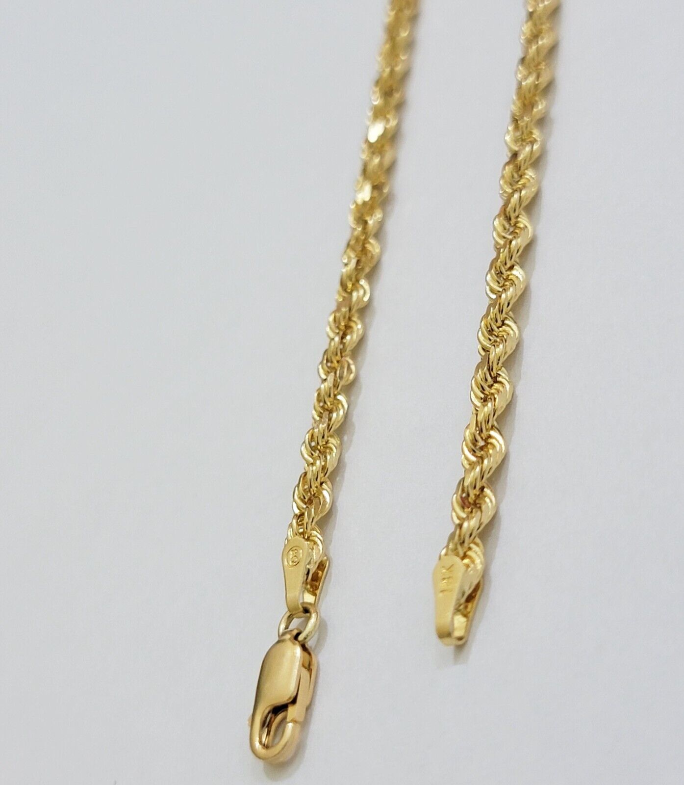 Solid 18k Yellow Gold Necklace Rope Chain 3mm 24'' Inch Real 18kt Men Women SALE - GoldenlinQ
