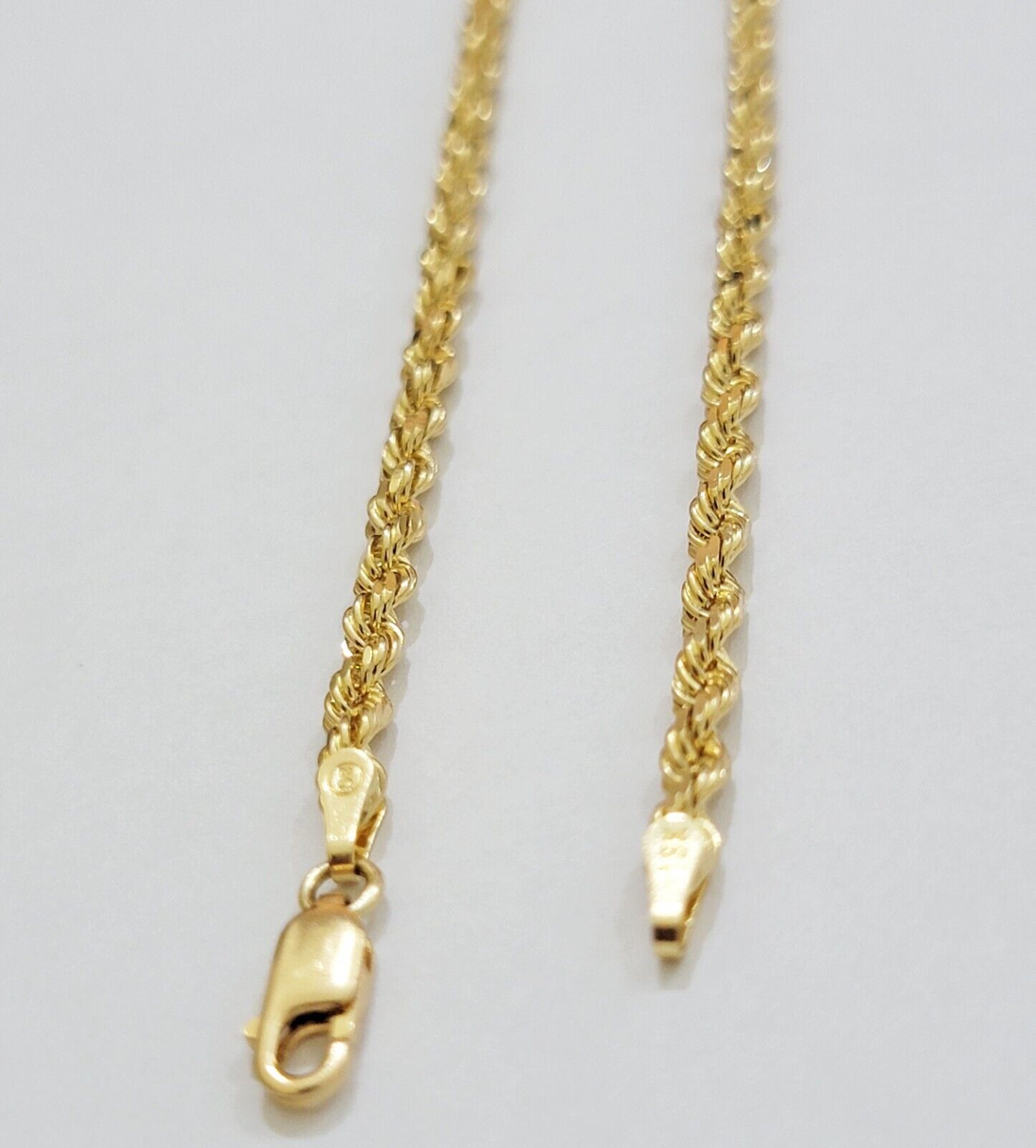 Solid 18k Yellow Gold Necklace Rope Chain 3mm 26'' Inch Real 18kt Mens 18kt SALE - GoldenlinQ