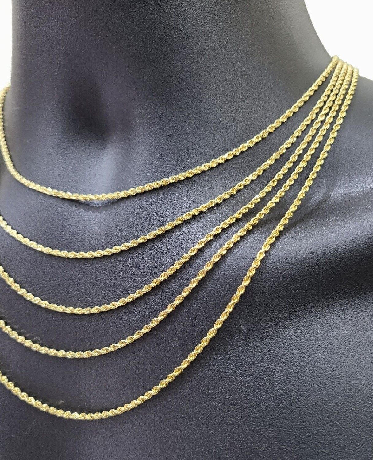 Solid 18k Yellow Gold Rope Chain Necklace 2mm 16 - 24 Inch Diamond Cut 18kt SALE - GoldenlinQ