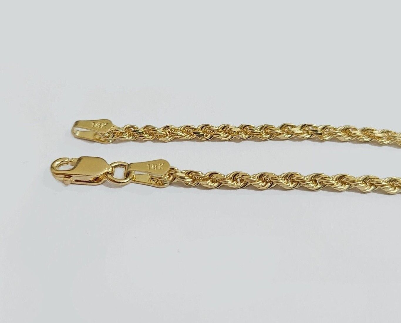 Solid 18k Yellow Gold Rope Chain Necklace 2mm 16 - 24 Inch Diamond Cut 18kt SALE - GoldenlinQ