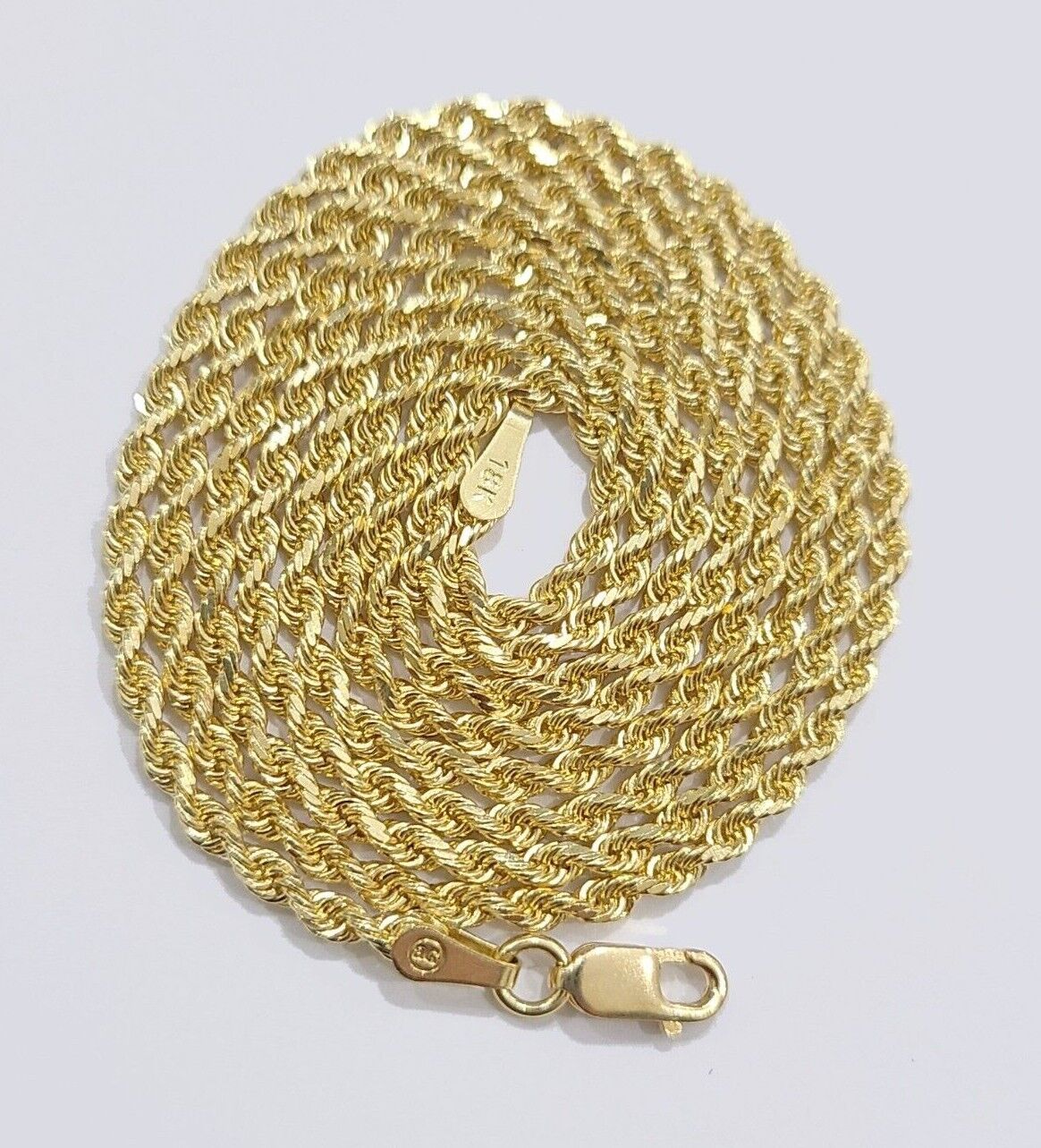Solid 18k Yellow Gold Rope Chain Necklace 2mm 16 - 24 Inch Diamond Cut 18kt SALE - GoldenlinQ