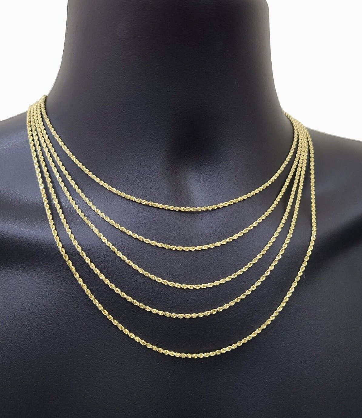 Solid 18k Yellow Gold Rope Chain Necklace 2mm 16 - 24 Inch Diamond Cut 18kt SALE - GoldenlinQ