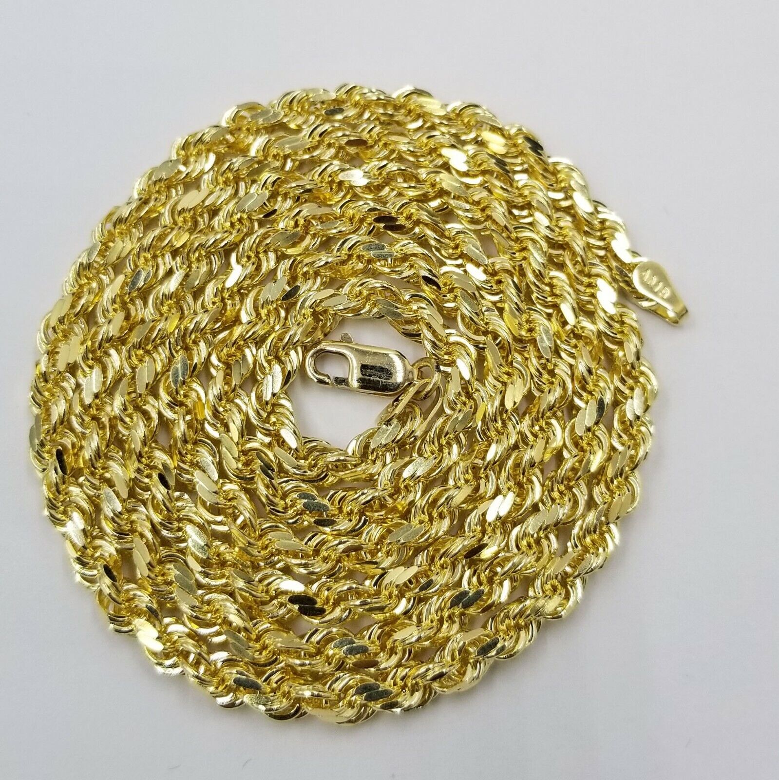 SOLID 5mm 20" 10k Yellow Gold Rope Chain Diamond Cut Men Women Real Brand new - GoldenlinQ