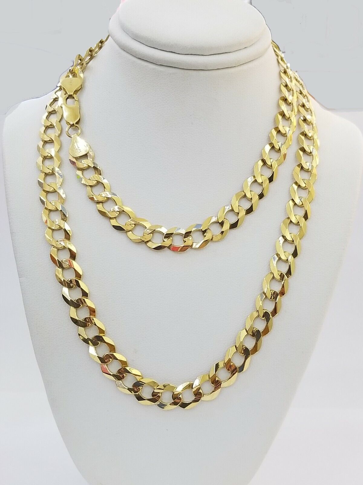 Solid 9mm 14k Gold Cuban curb Link chain Necklace 22 Inch Real 14kt Yellow Gold - GoldenlinQ