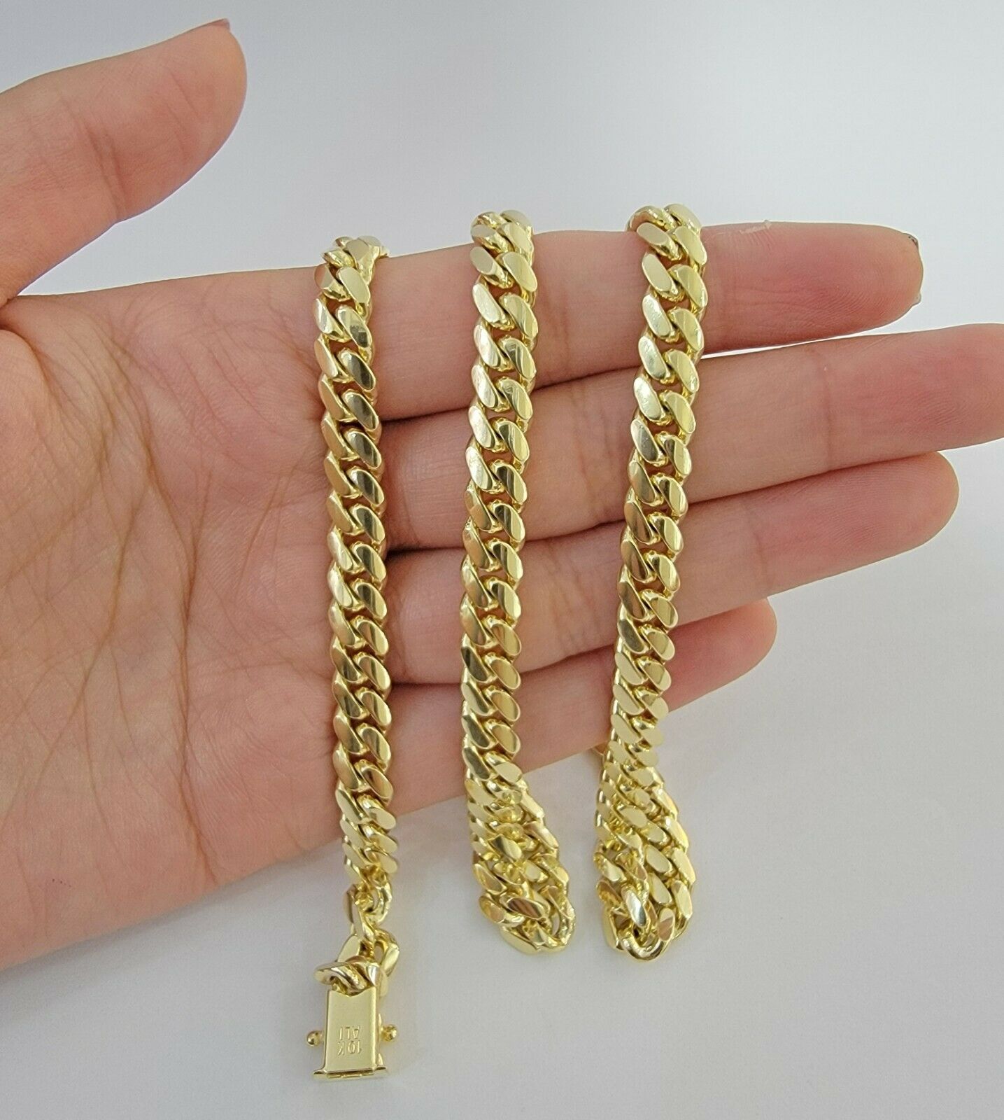 Solid Cuban Link Necklace 26" 7mm 10k Yellow Gold Men's Chain Box Lock, Real 10k - GoldenlinQ