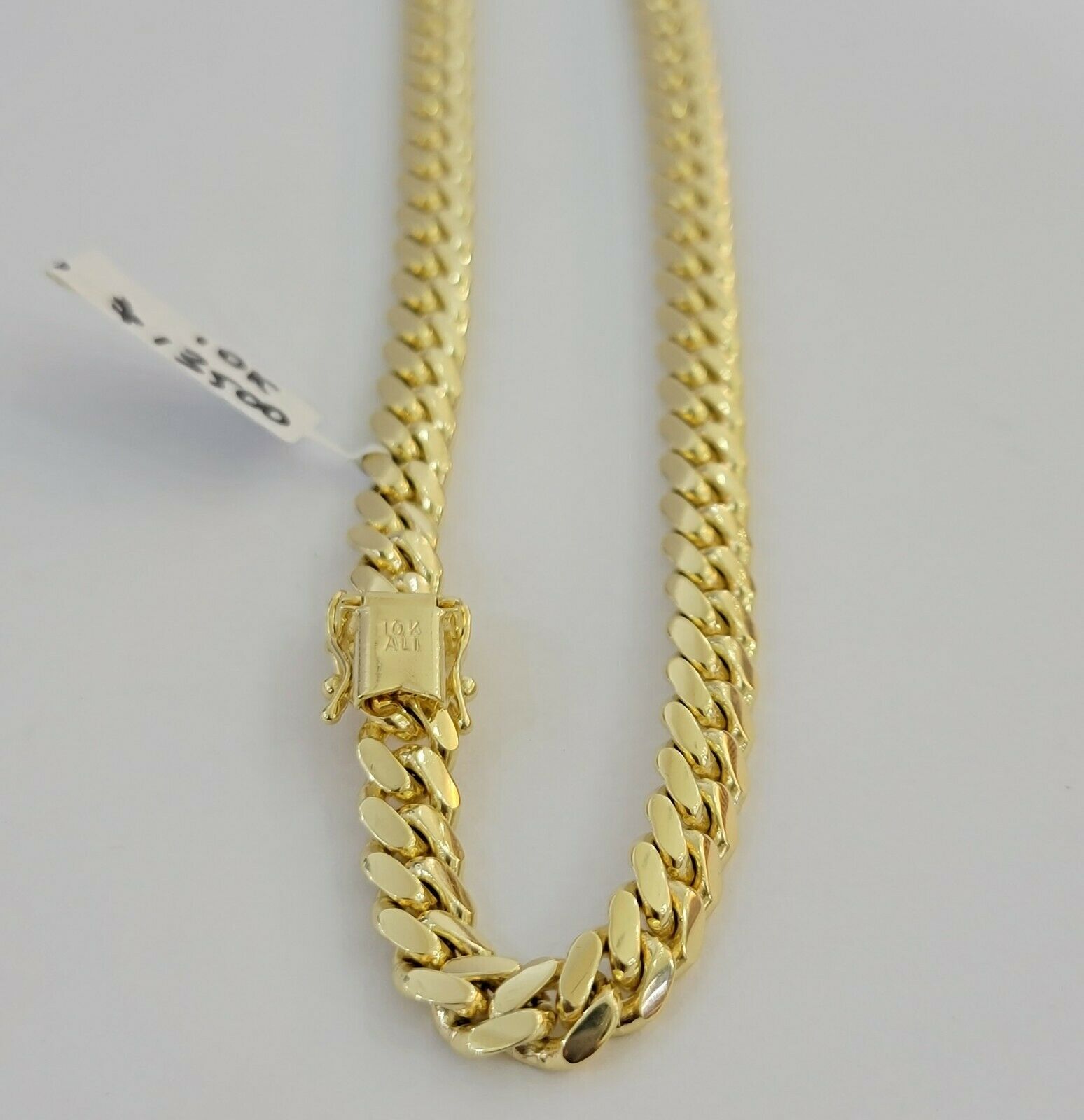 Solid Cuban Link Necklace 26" 7mm 10k Yellow Gold Men's Chain Box Lock, Real 10k - GoldenlinQ