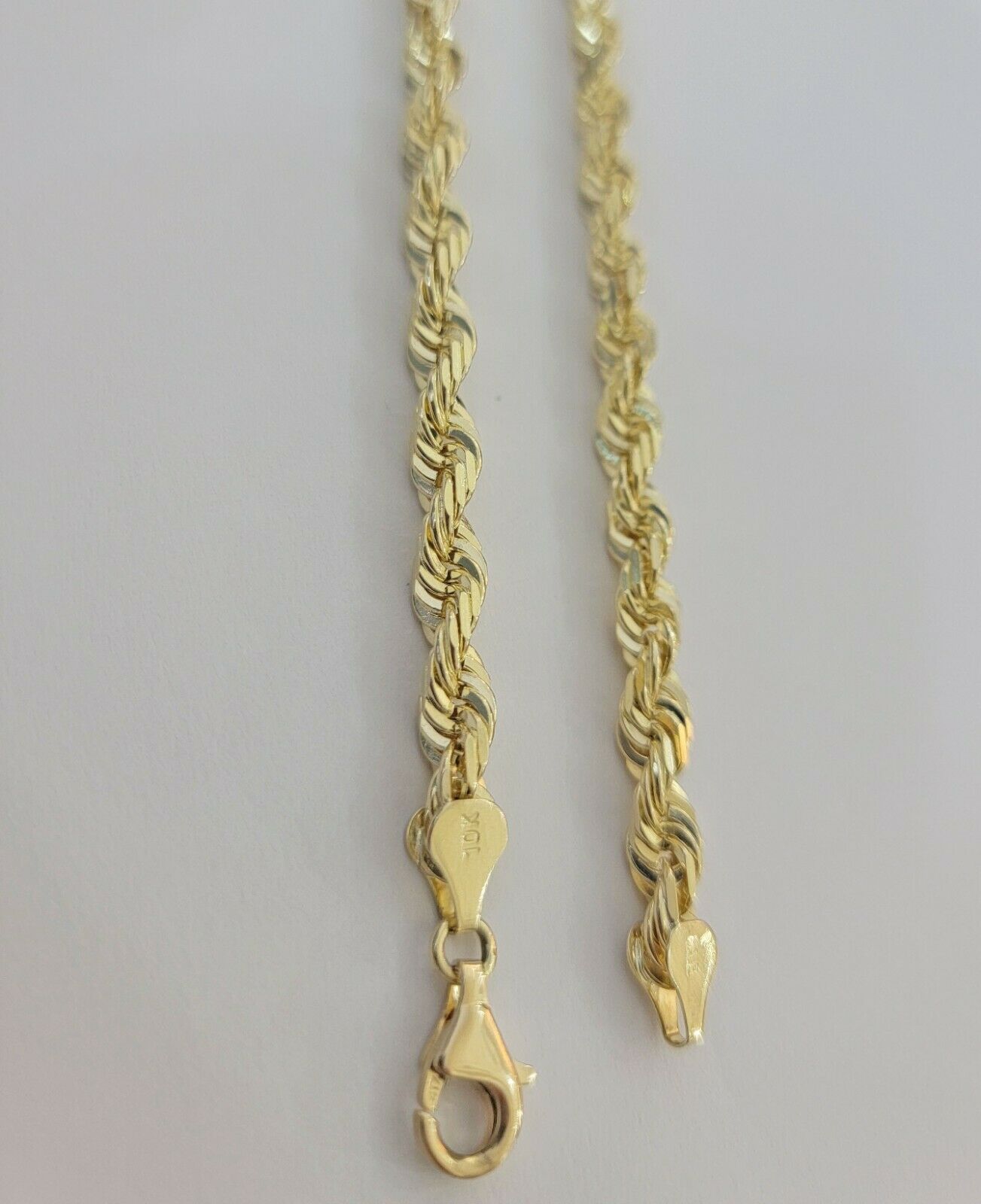 SOLID Gold 10k Rope Chain 5mm 22" - 26" Inch 10kt Yellow Gold Necklace Diamond Cut - GoldenlinQ