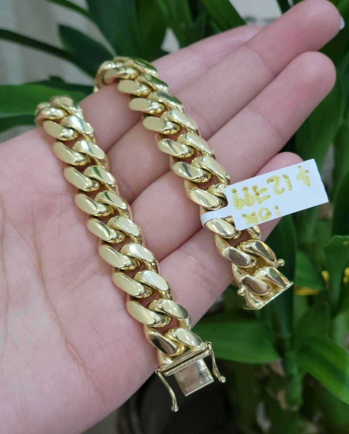 Solid Gold Cuban Link Bracelet 10mm 8" 10k Yellow Gold Miami Cuban Box Lock REAL - GoldenlinQ