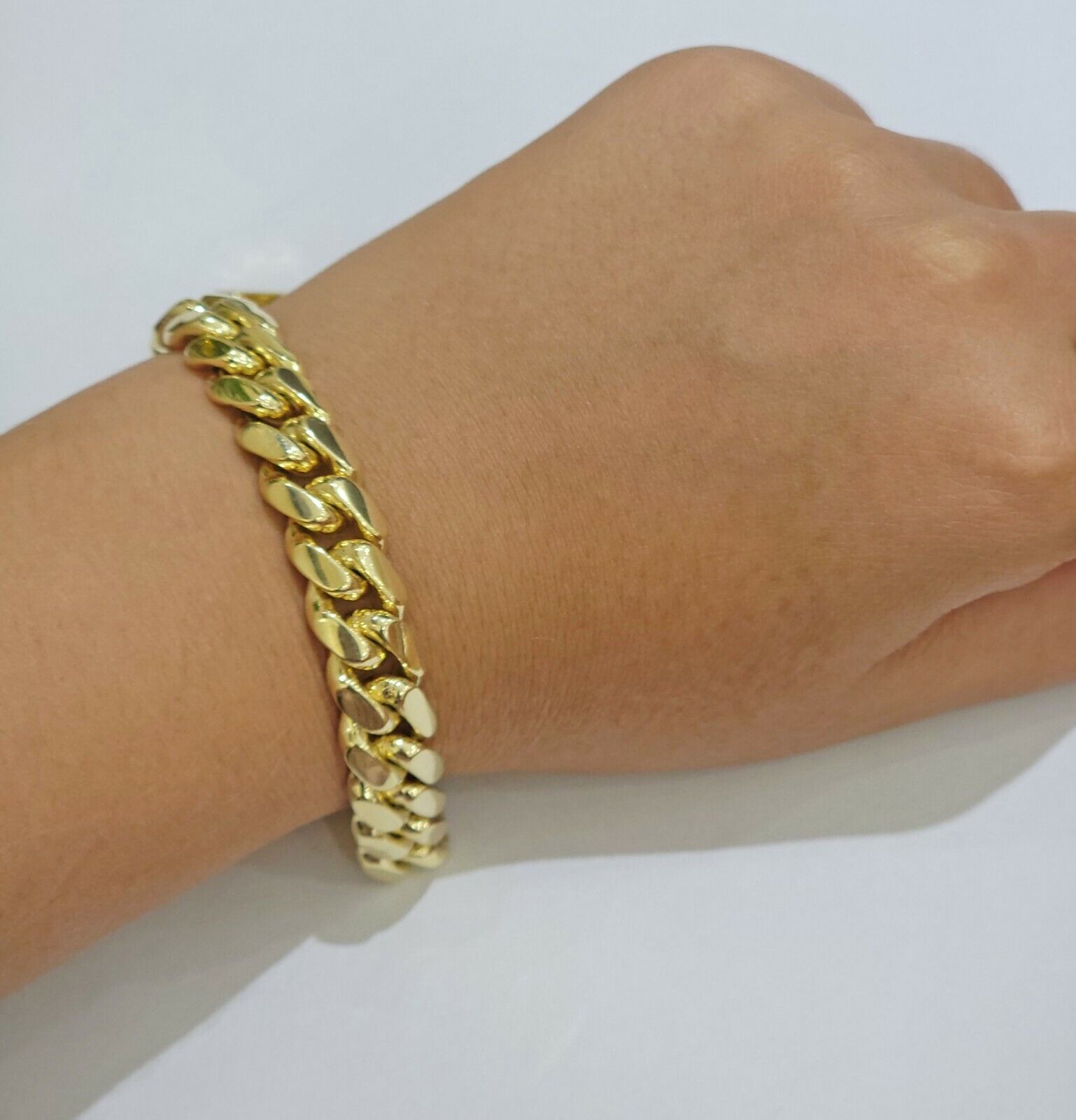 Solid Gold Cuban Link Bracelet 10mm 8.5" 10k Yellow Gold Miami Cuban Box Lc REAL - GoldenlinQ