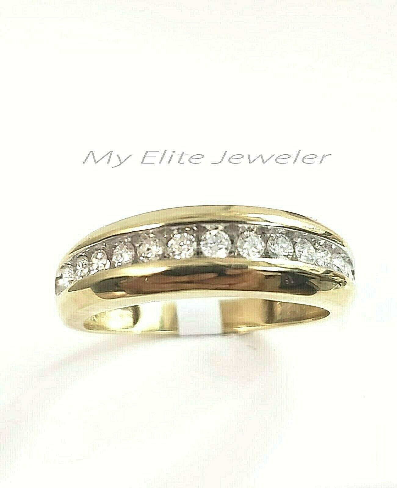 SOLID Gold Mens Diamond Ring Band 10k Yellow Gold Engagement Wedding Anniversary - GoldenlinQ