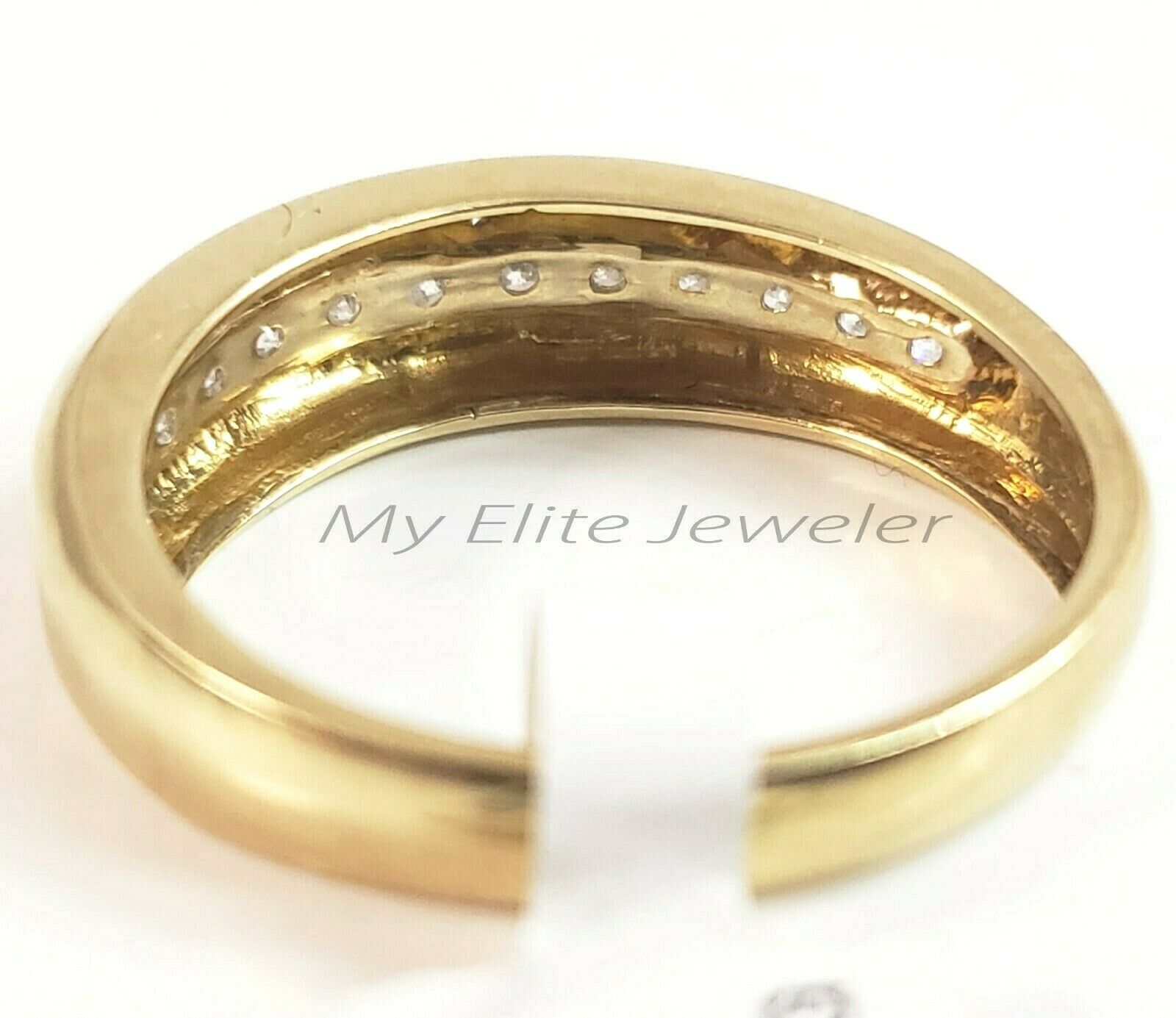 SOLID Gold Mens Diamond Ring Band 10k Yellow Gold Engagement Wedding Anniversary - GoldenlinQ
